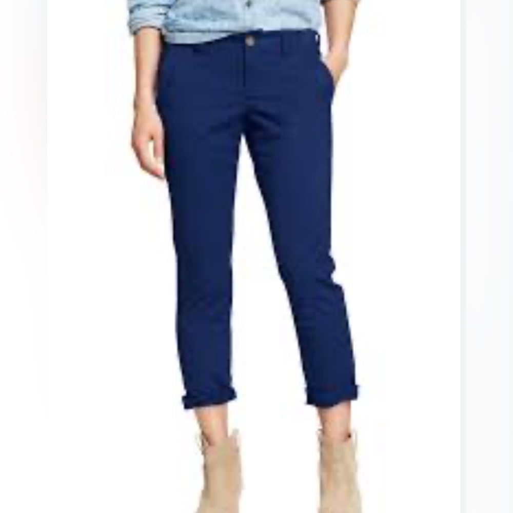 GAP Khakis Skinny Boyfriend Navy Light Cotton Stretch Chino Pants Women’s 6 EUC